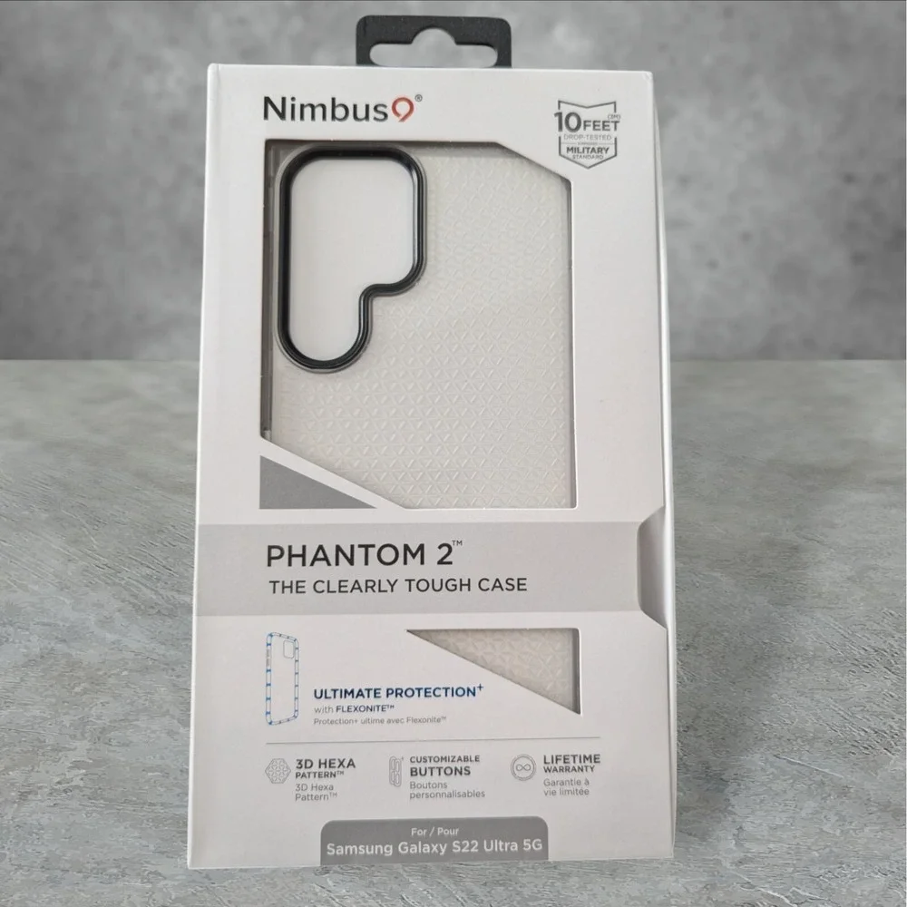 Nimbus9 Phantom 2 Case for Samsung Galaxy S22 Ultra 5G 3D Hexa Clear See Desc W6